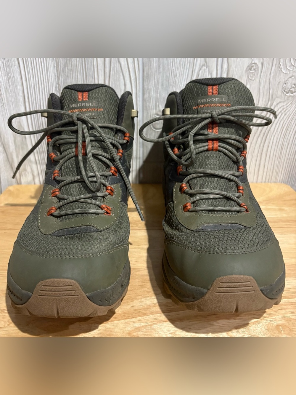 Merrell Speed Strike 2 Mid Waterproof Hiking Boots Mens 13 Olive J037835 Box